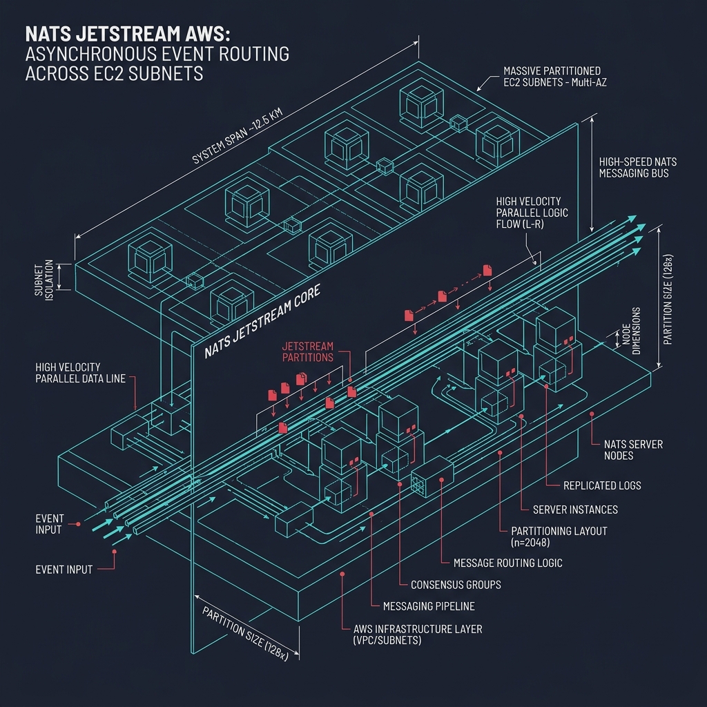 NATS JetStream AWS — asynchronous event routing across EC2 subnets with high-velocity parallel data lines and consensus groups